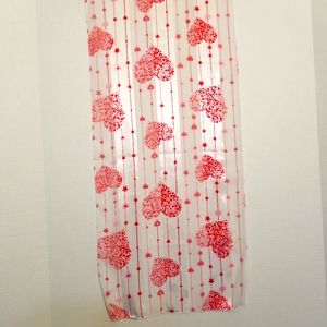 SATIN SCARF WITH RED HEARTS